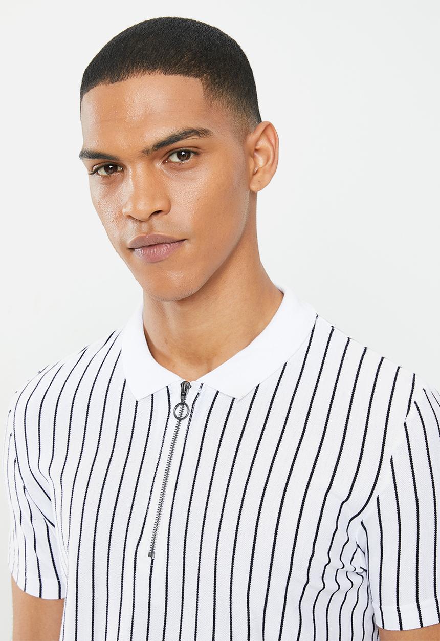 Brave Soul - Friar polo - white & black
