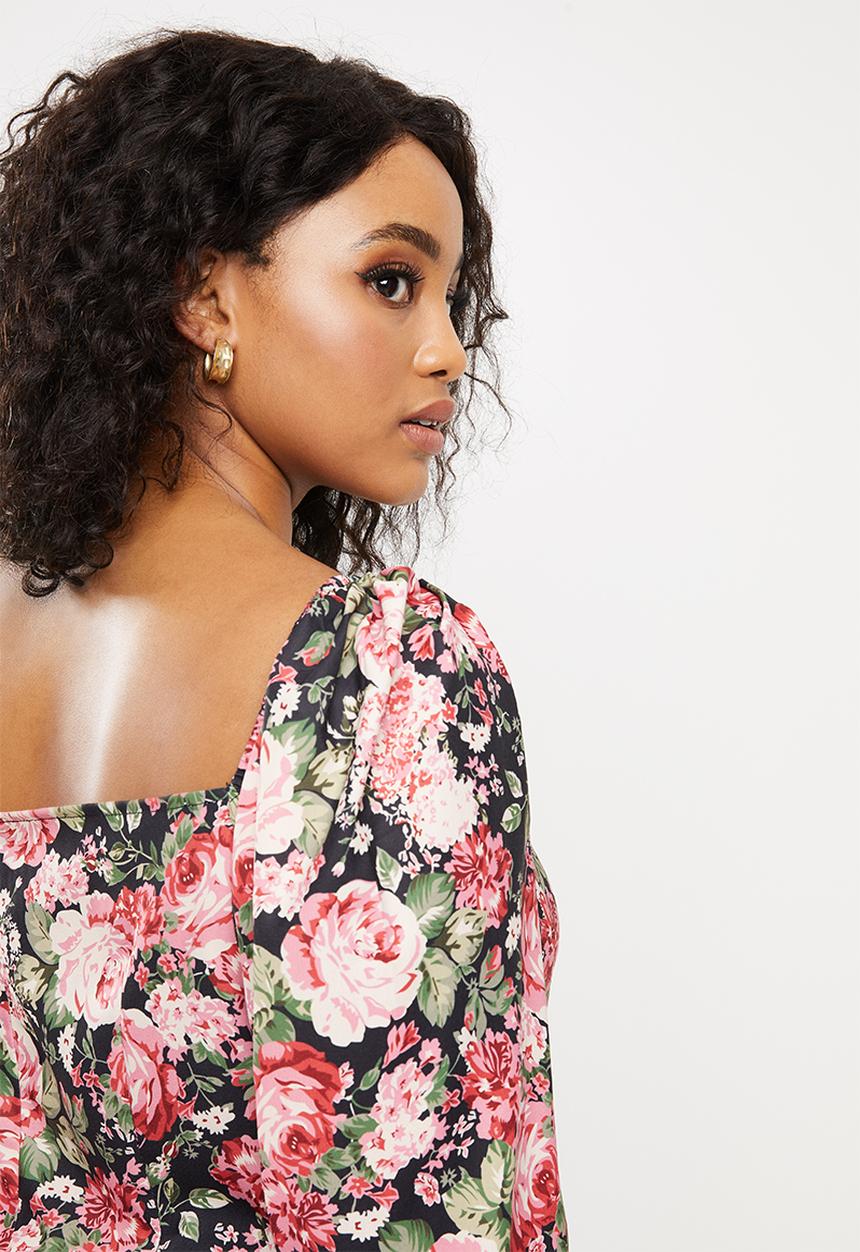 Missguided - Plus size milkmaid floral dress - multi