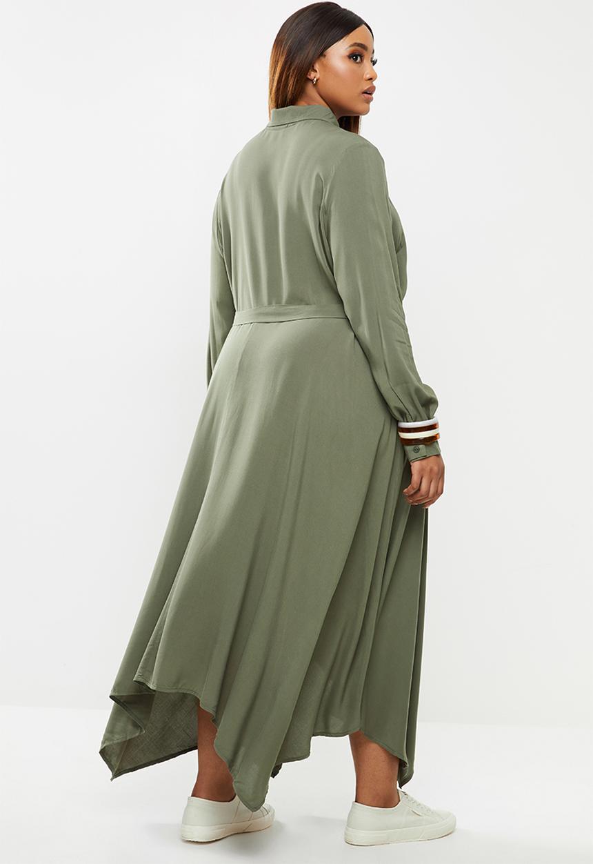 edit Plus - Hanky hem shirt dress - olive