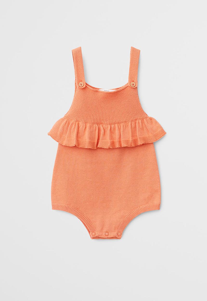 MANGO - Organic cotton ruffled one-piece suit - orange