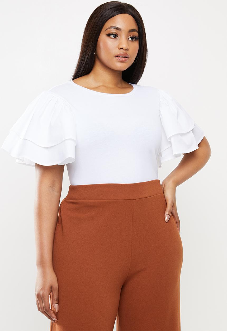 MILLA - Ruffle sleeve bodysuit - white