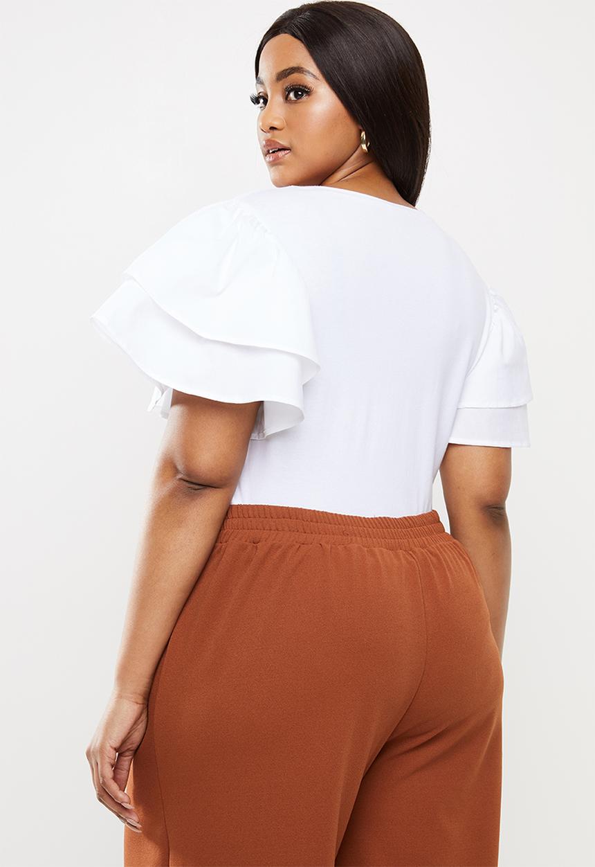 MILLA - Ruffle sleeve bodysuit - white