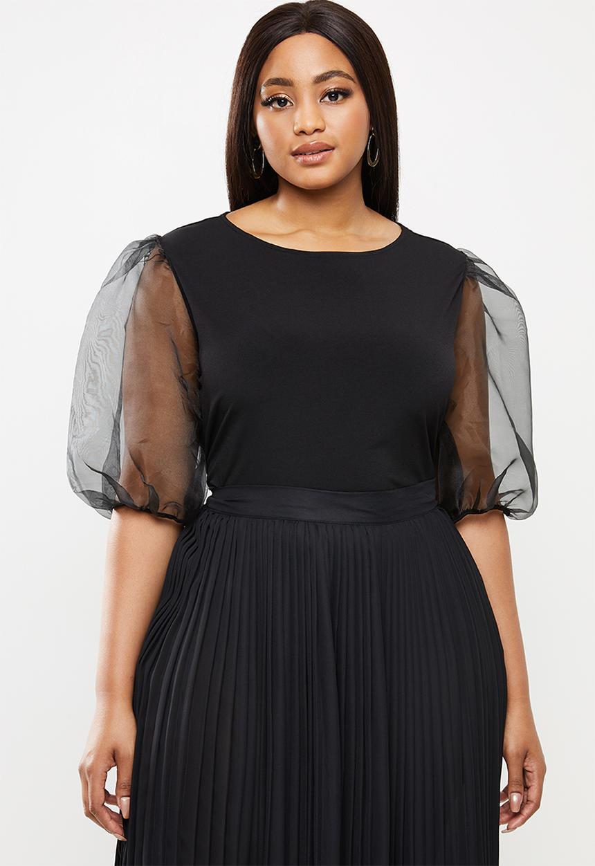MILLA - Organza sleeve bodysuit - black