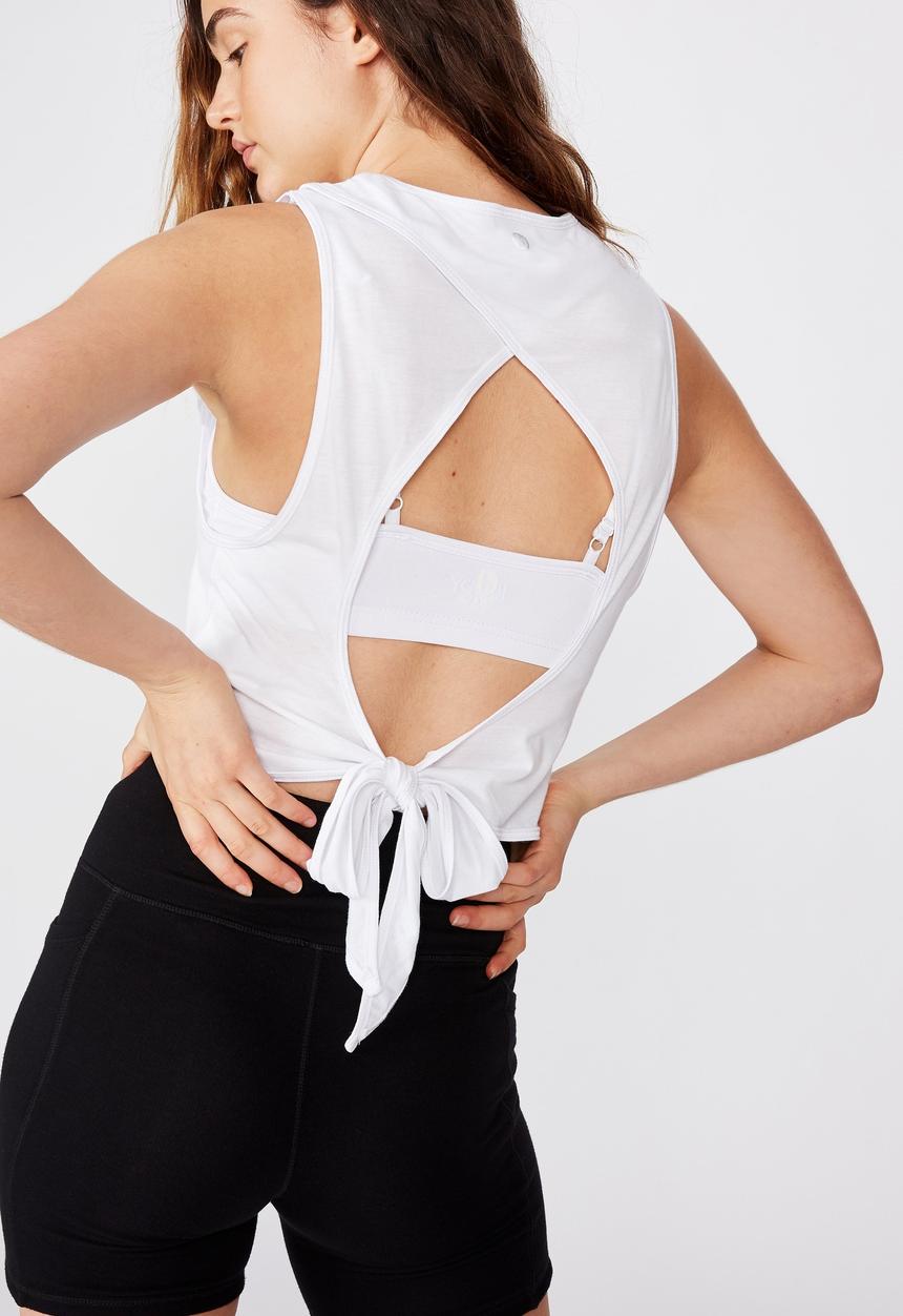 Cotton On - Lifestyle tie up muscle tank -white