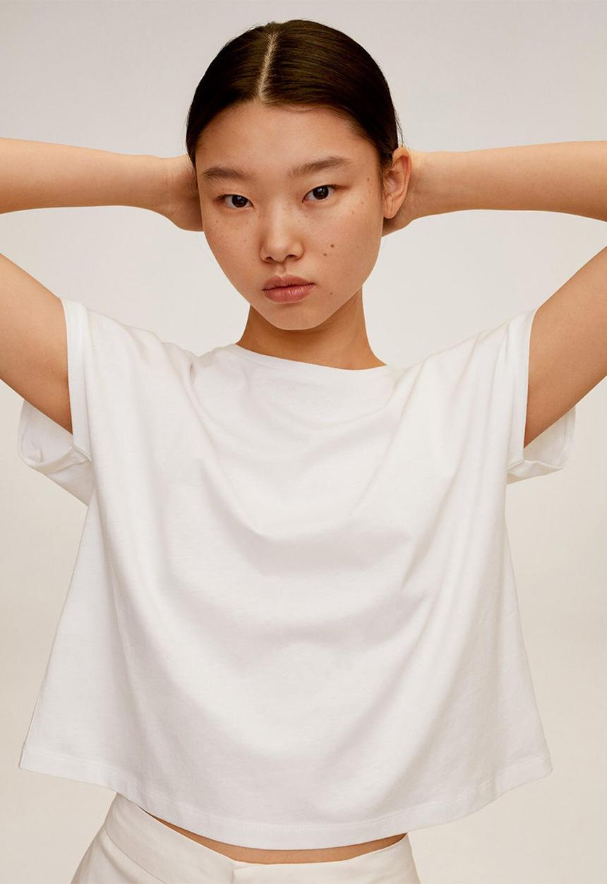 MANGO - T-shirt chalacro - white