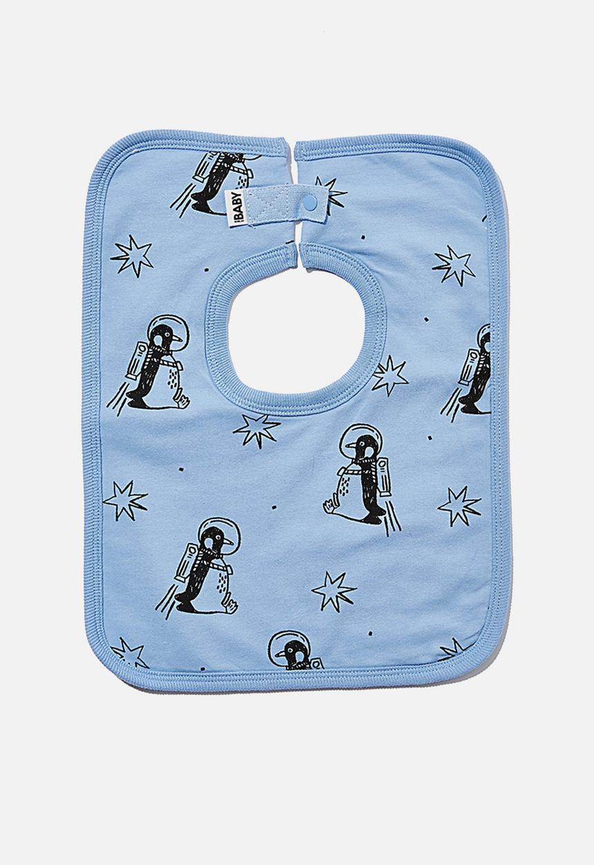 Cotton On - The everyday bib - powder puff blue/penguin astronaut
