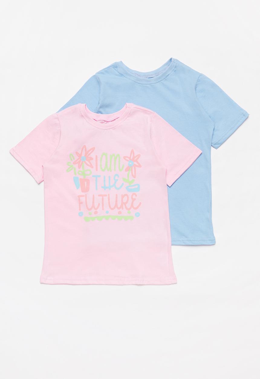 Pop Candy - Girls 2 pack tees - blue & pink