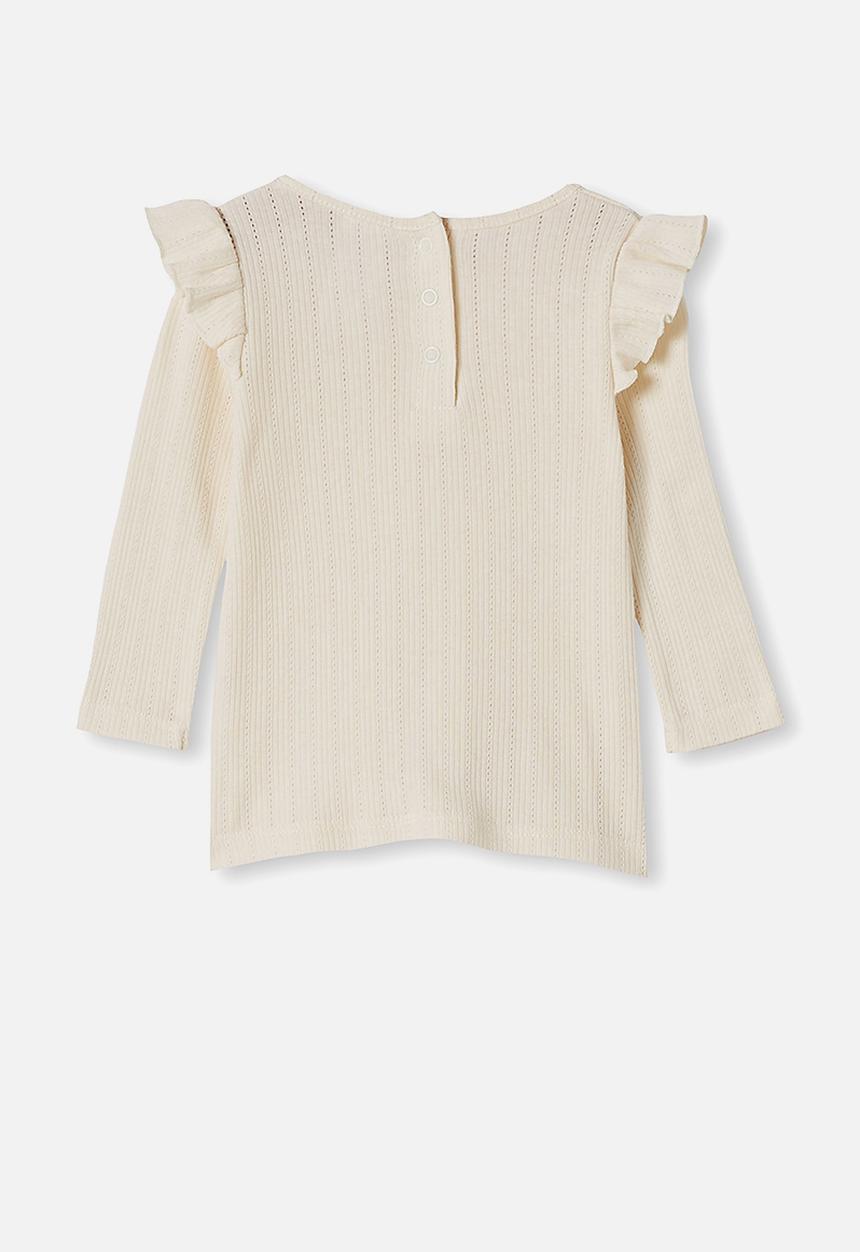 Cotton On - Cindy long sleeve pointelle top - beige 