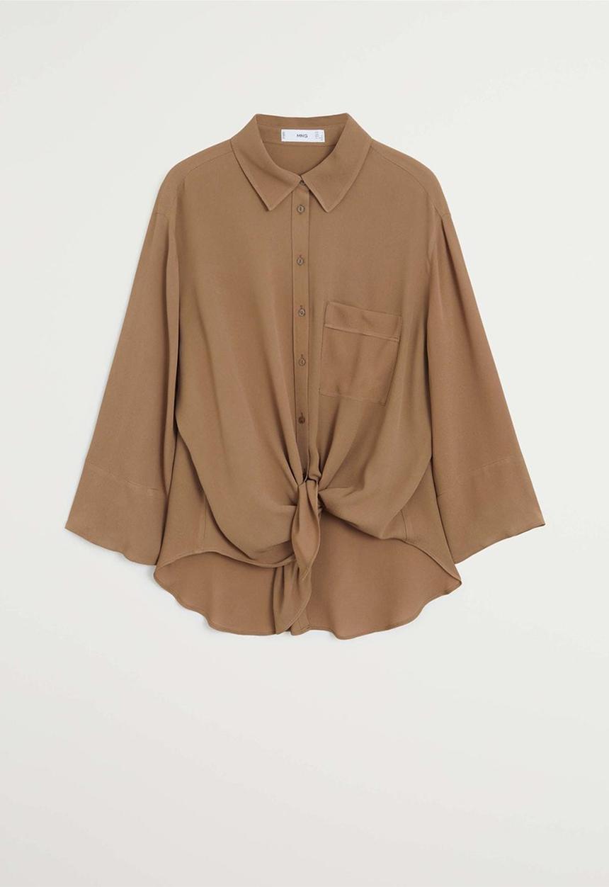 MANGO - Shirt leasle - brown