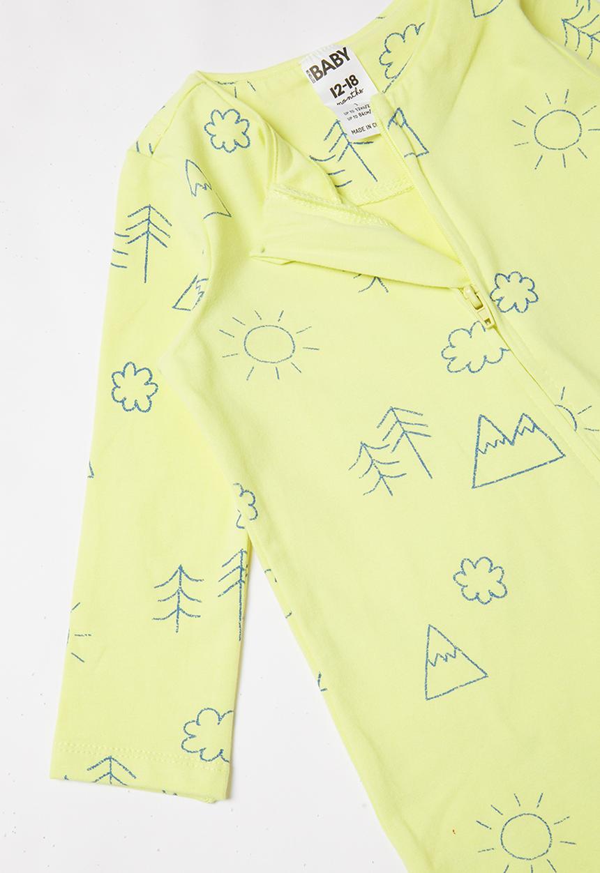 Cotton On - 3 Pack long sleeve zip romper - blue & yellow