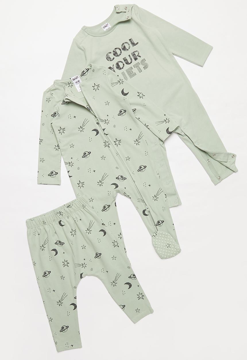 Cotton On - Bundle rompers, legging & bib - cool your jets & galaxy