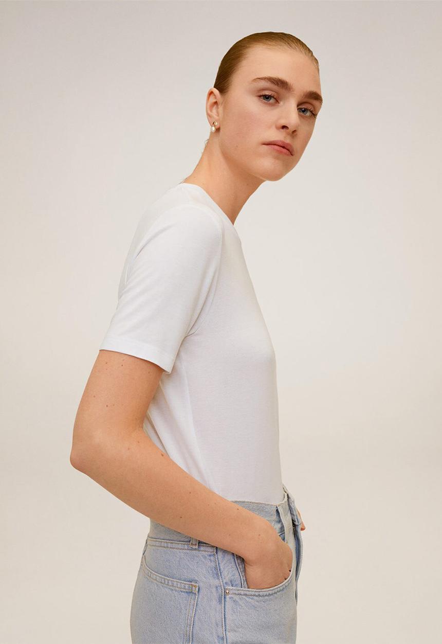 MANGO - T-shirt ribor - white