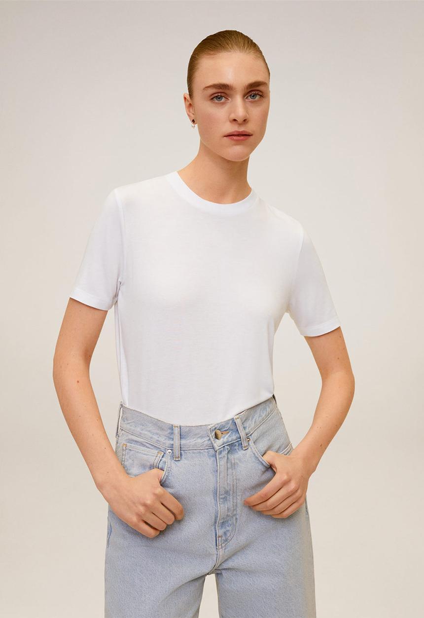 MANGO - T-shirt ribor - white