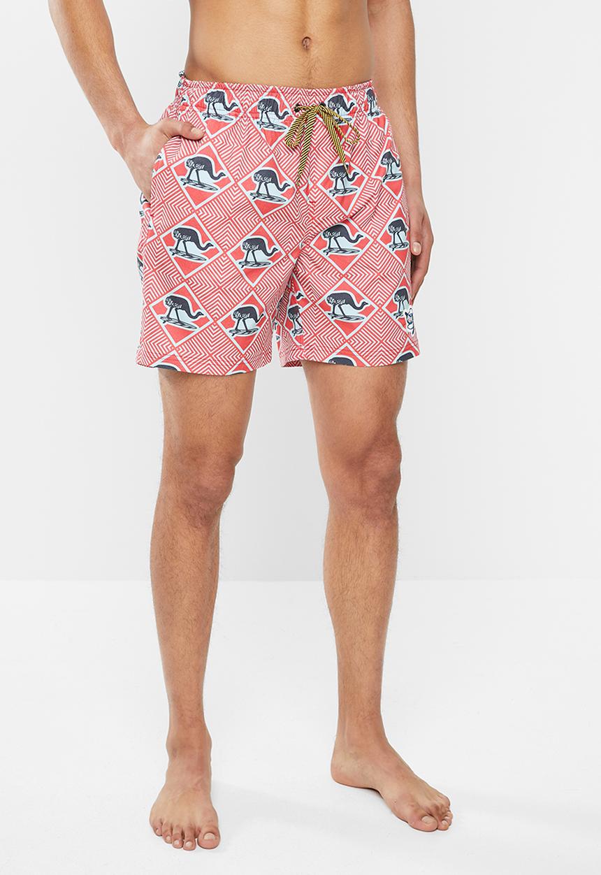 Mami Wata - Surfing ostrich surf trunk - red & blue