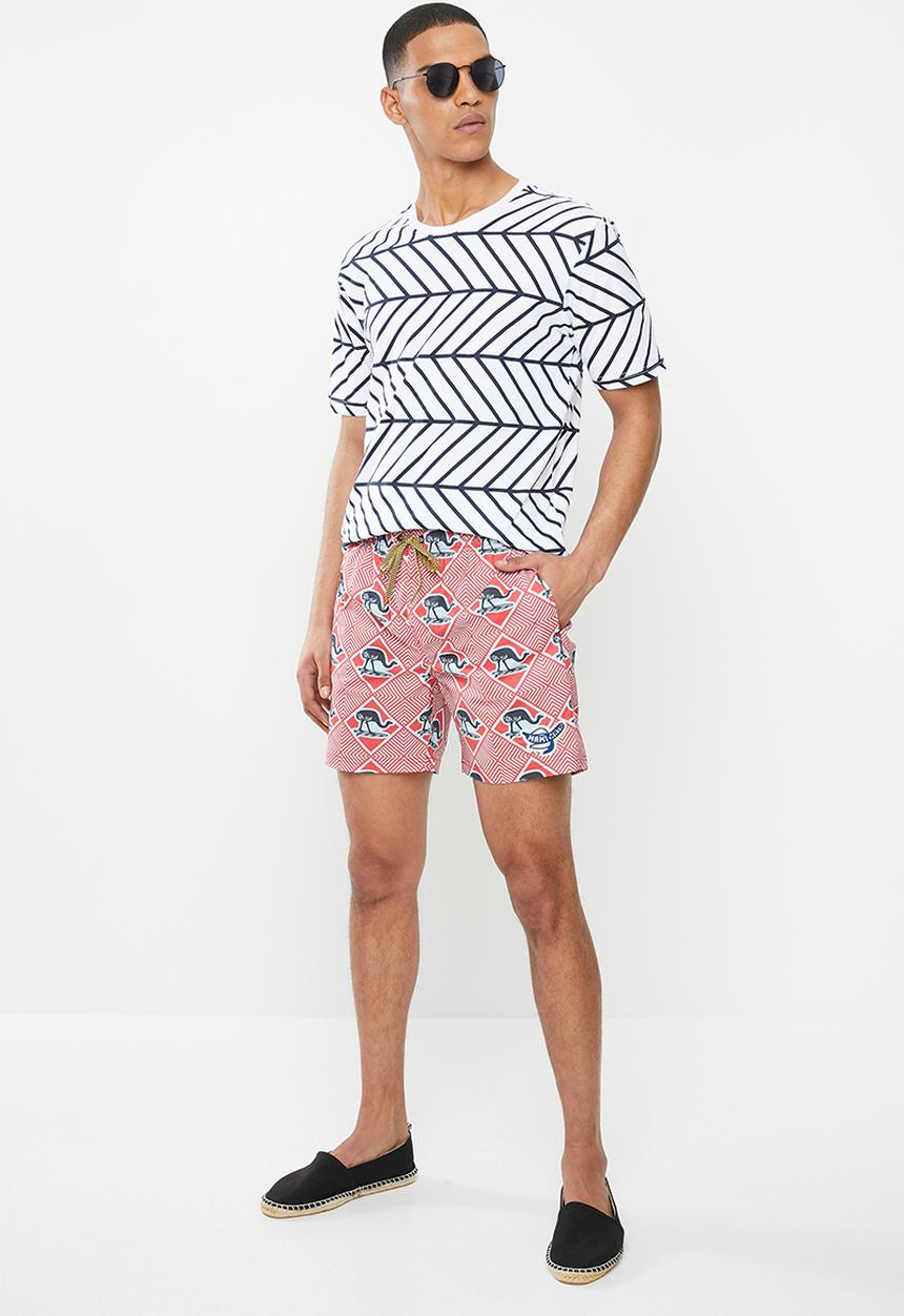Mami Wata - Surfing ostrich surf trunk - red & blue
