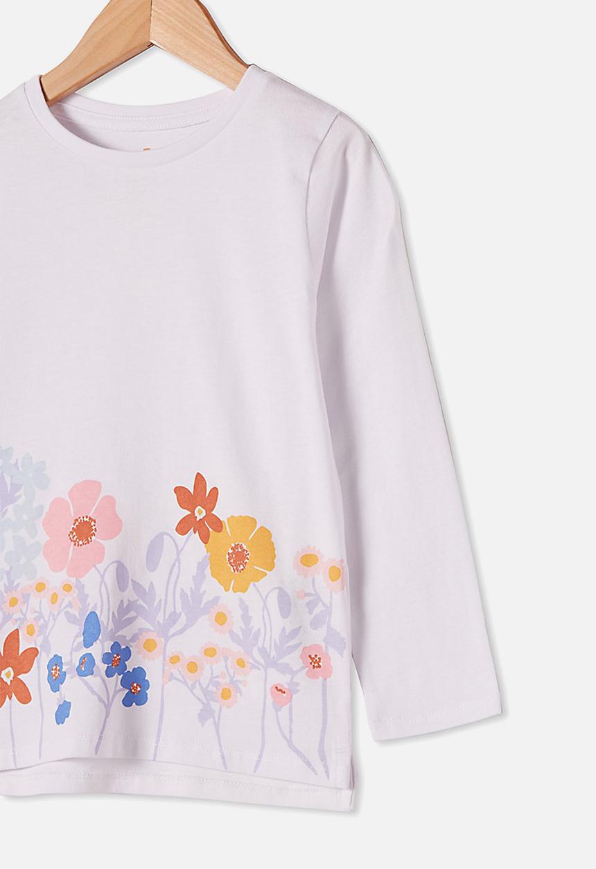Cotton On - Penelope long sleeve tee  - white/flower garden