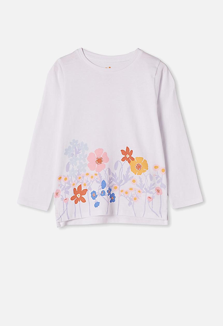 Cotton On - Penelope long sleeve tee  - white/flower garden