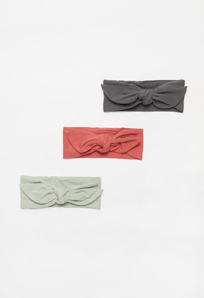 Cotton On - 3 Pack tie headband - red bricks/stone green/graphite grey