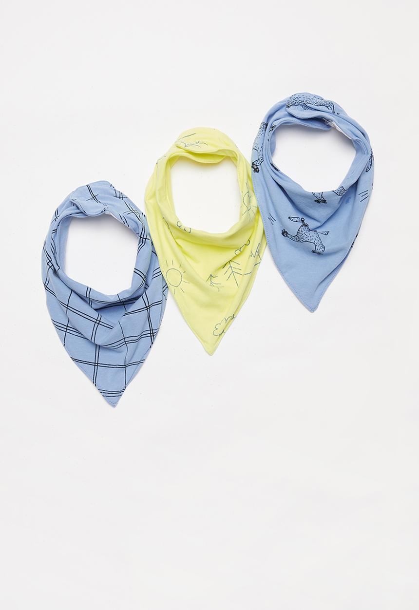Cotton On - 3 Pack kerchief bib - yellow & blue 