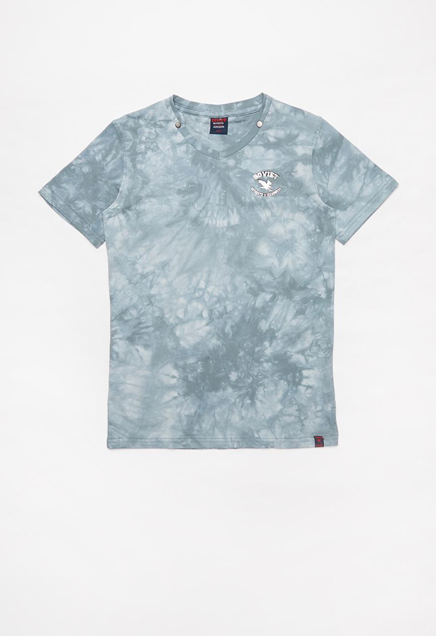 SOVIET - B lowell crew fashion print short sleeve tee - light blue