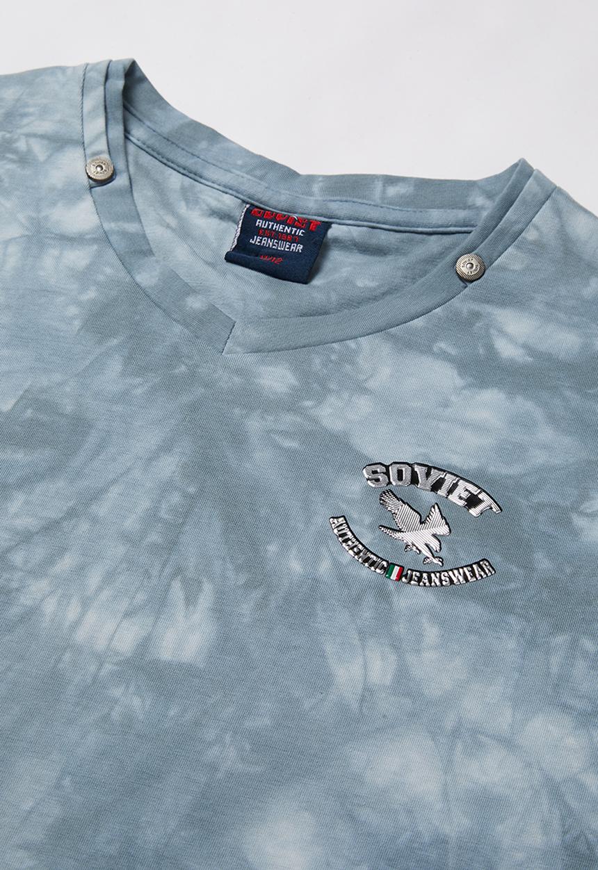SOVIET - B lowell crew fashion print short sleeve tee - light blue
