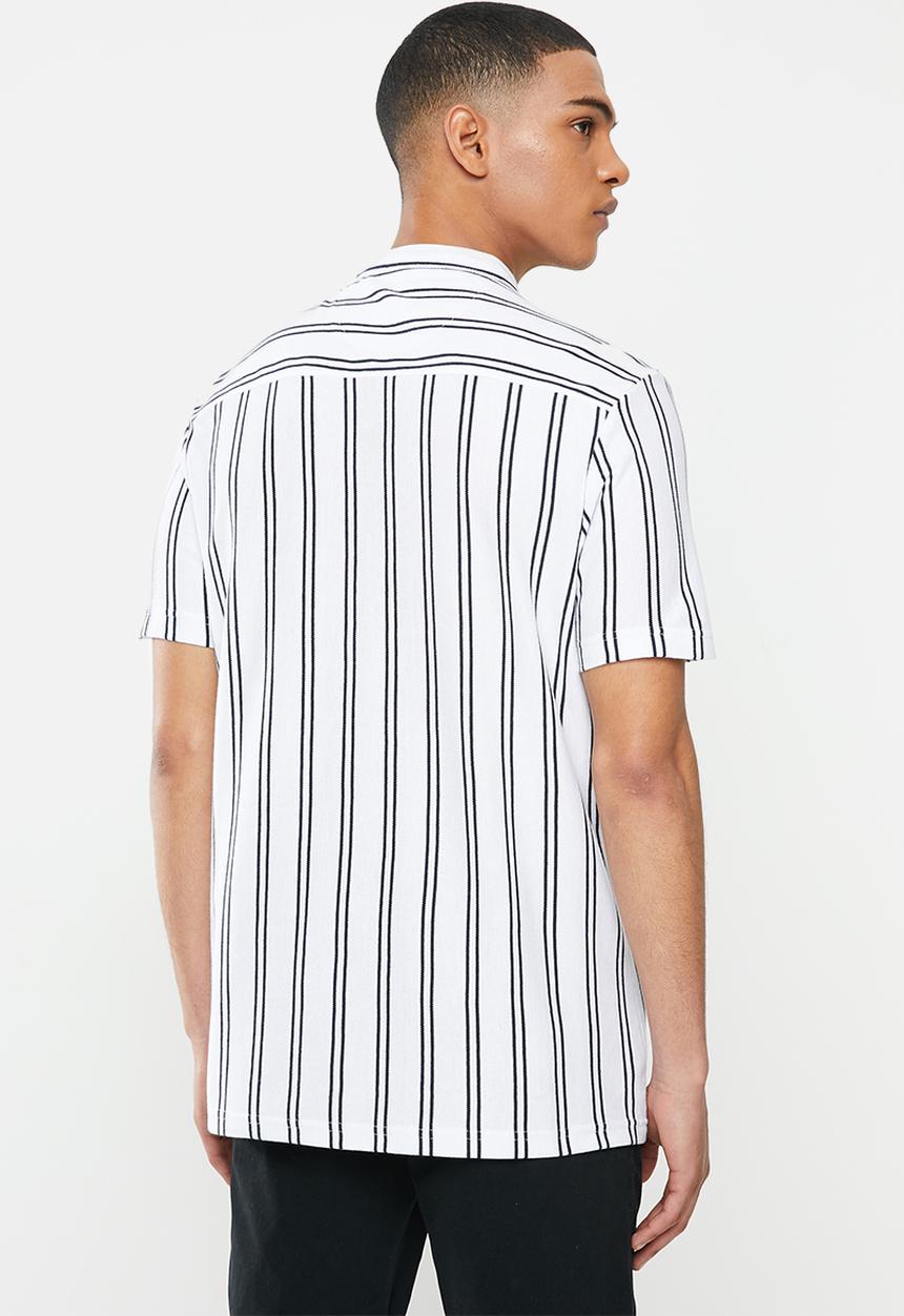 Brave Soul - Monk shirts - white & navy 