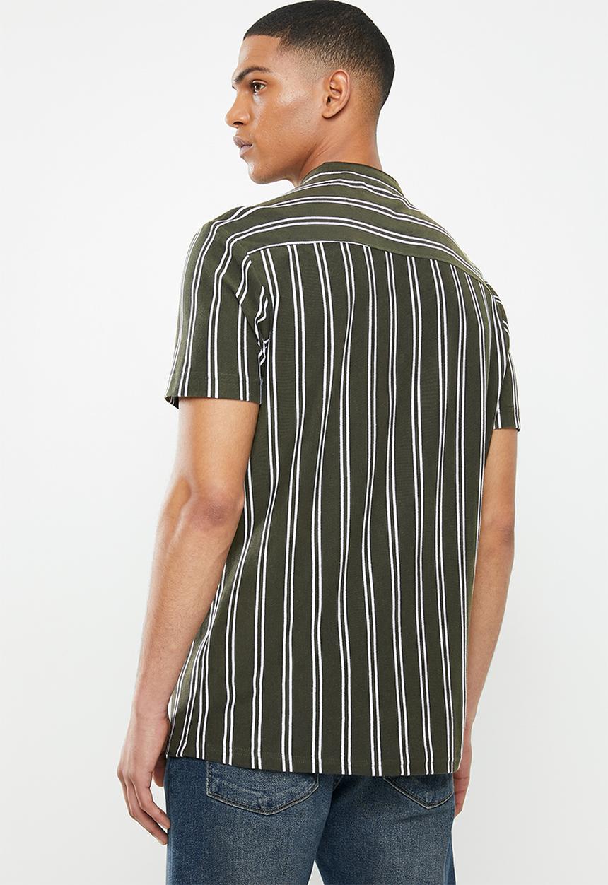 Brave Soul - Monk shirts - khaki & white 