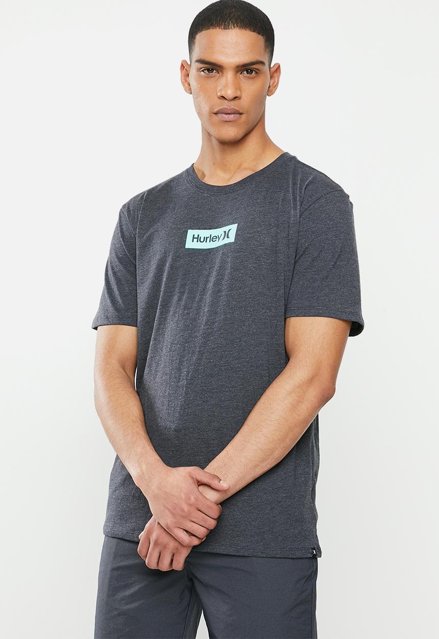 Hurley - Small box tee - black heather & aurora green