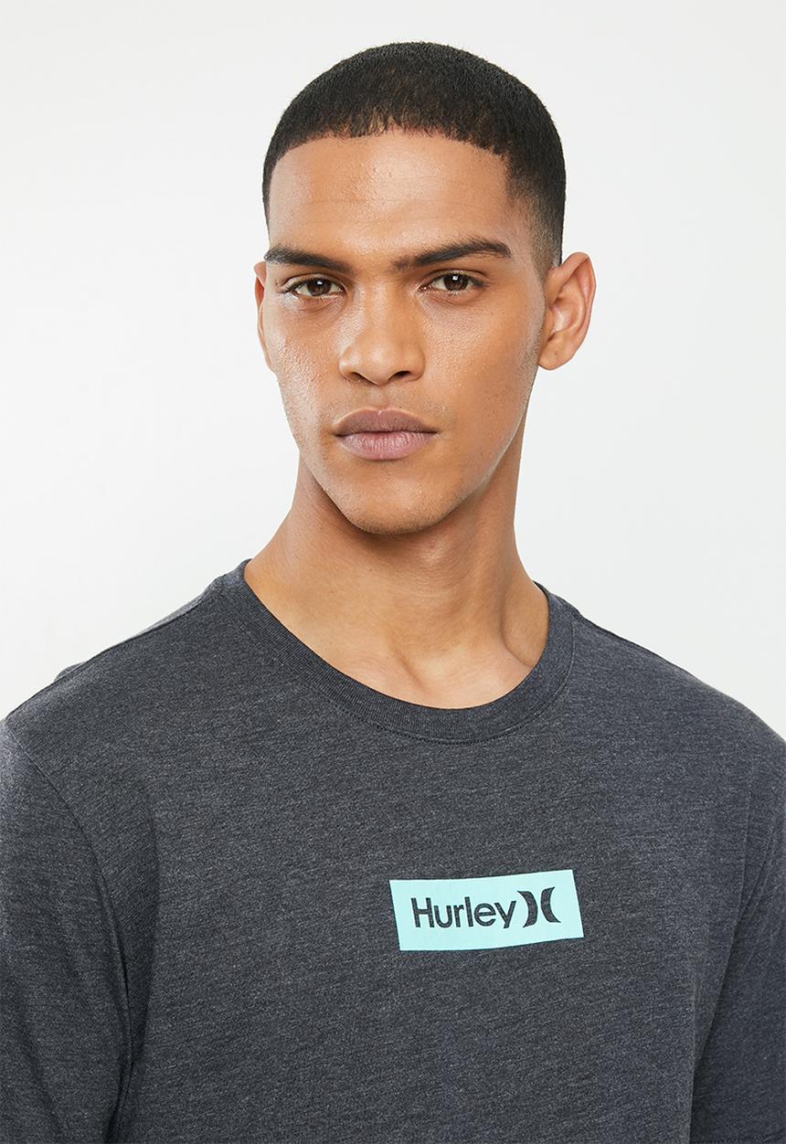 Hurley - Small box tee - black heather & aurora green
