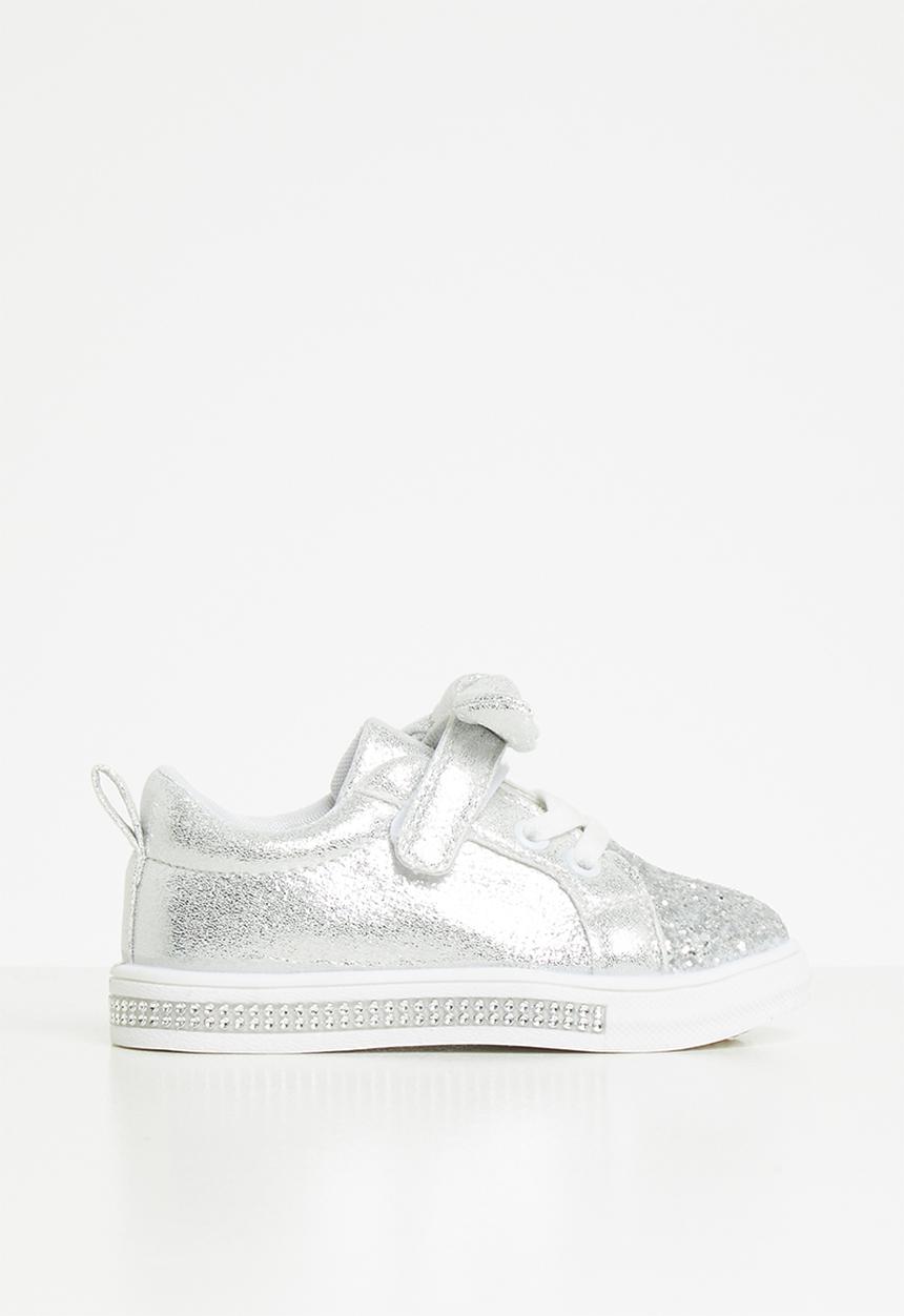 Pop Candy - Girls glitter detail sneaker - silver
