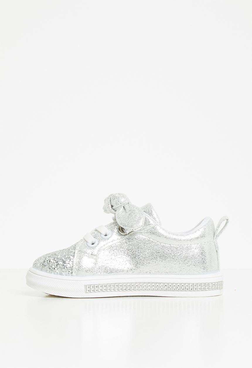 Pop Candy - Girls glitter detail sneaker - silver
