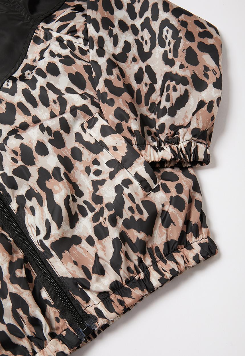 Pop Candy - Girls animal print jacket - black & brown 