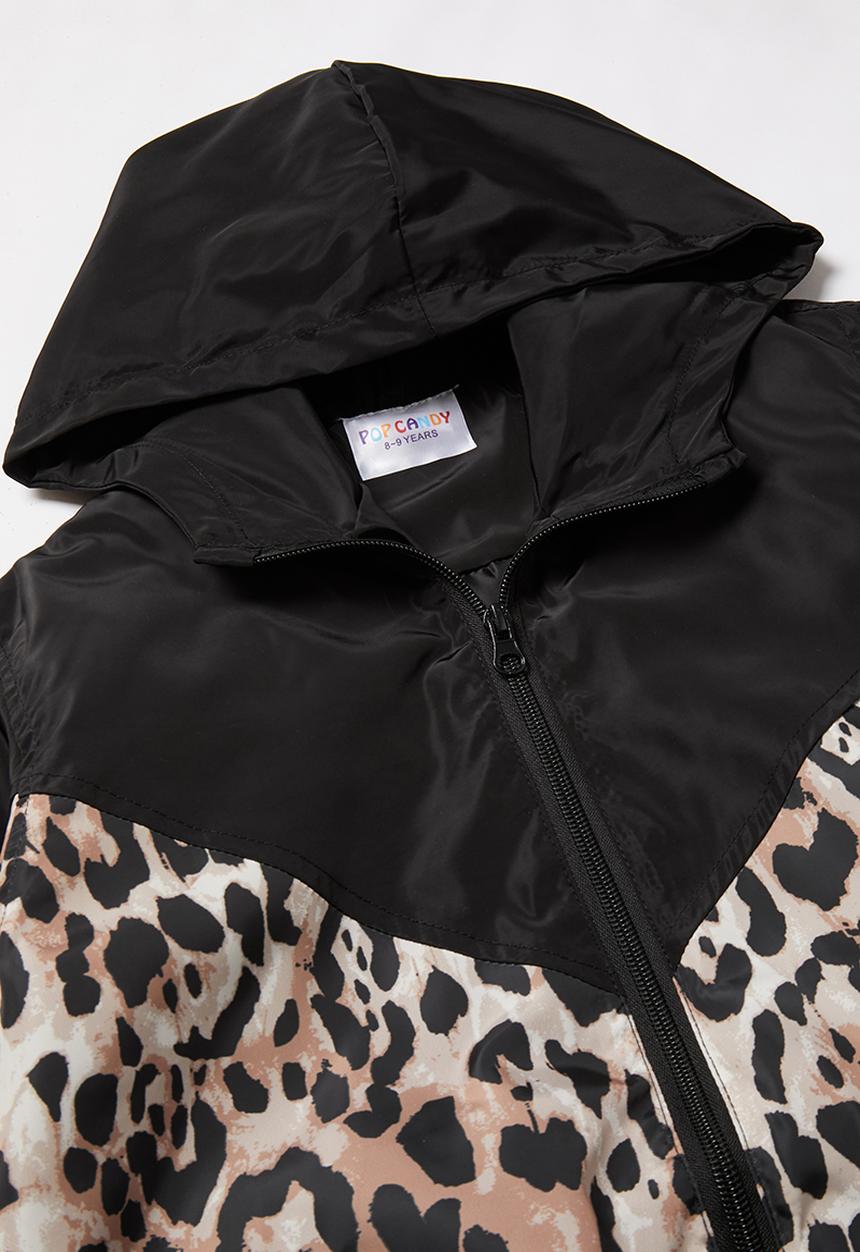 Pop Candy - Girls animal print jacket - black & brown 