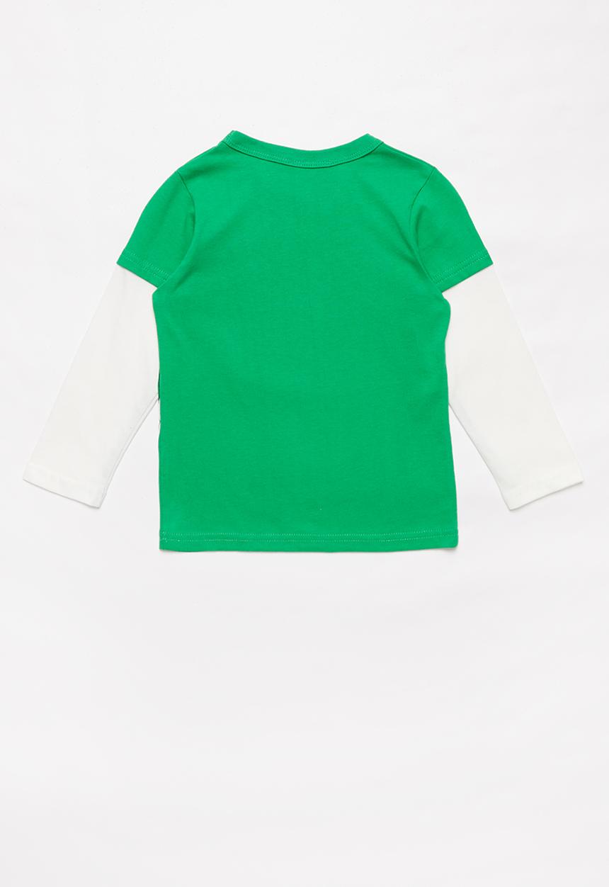 Pop Candy - Boys dino long sleeve tee - green & white
