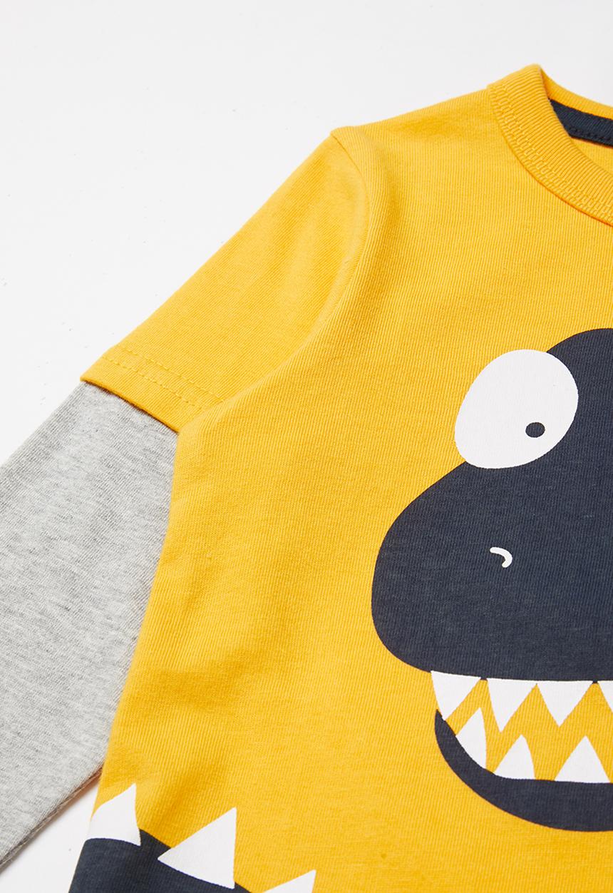 Pop Candy - Boys printed tee - yellow & navy