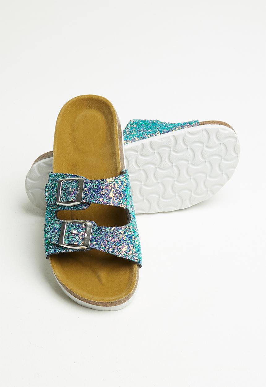 Pop Candy - Girls slip on glitter sandal - blue