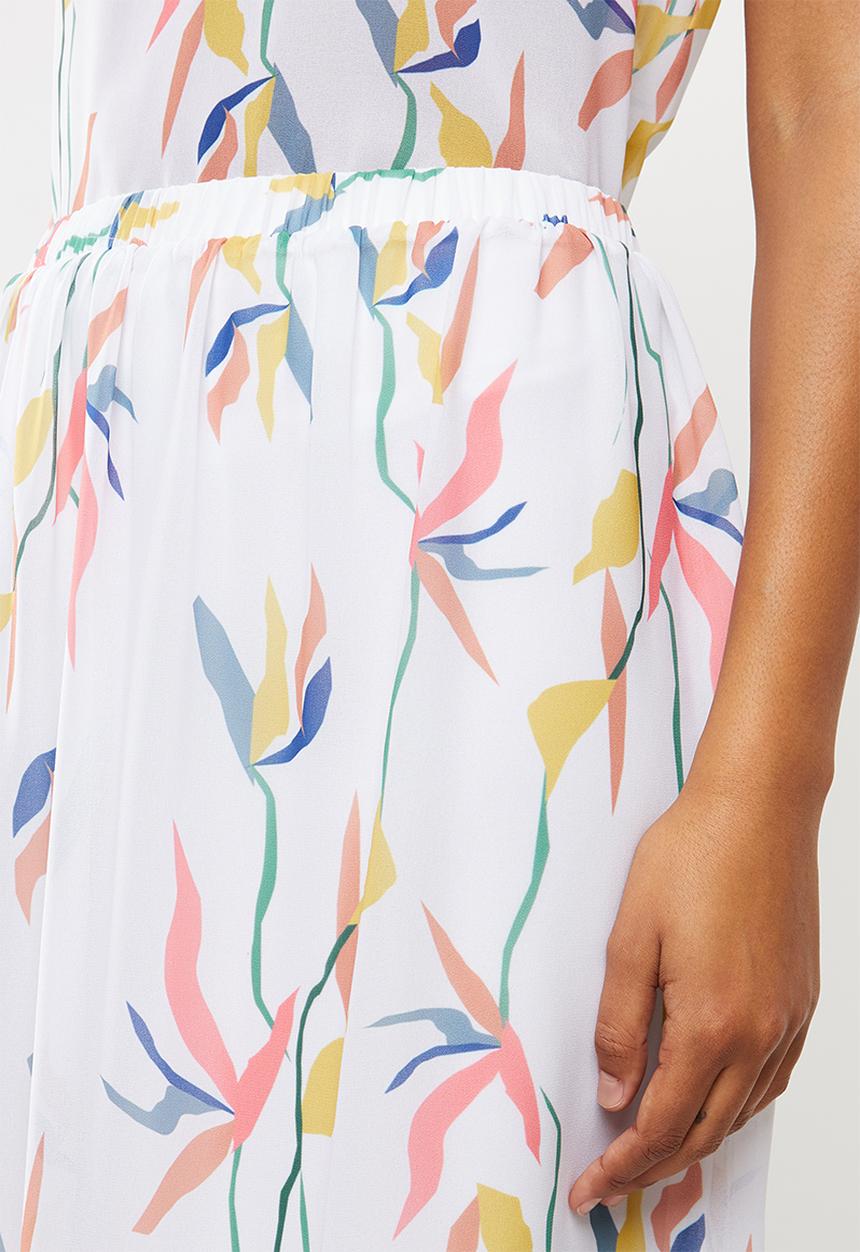 edit - Printed chiffon A-line skirt - white