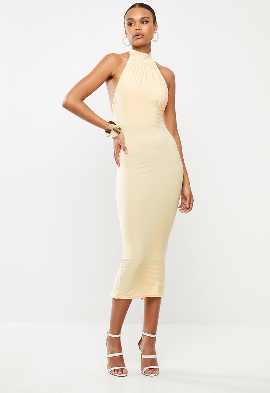 Missguided - High neck midaxi dress - yellow