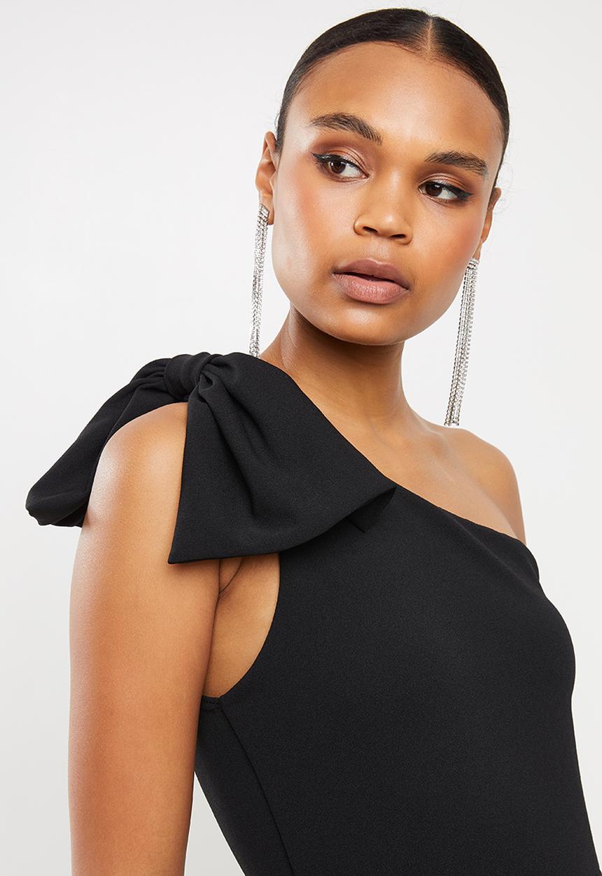 Missguided - Scuba crepe bow one shoulder mini - black