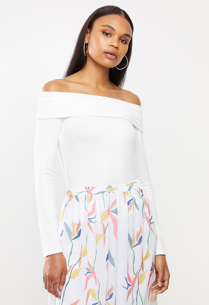 edit - Bardot off-the-shoulder top - milk