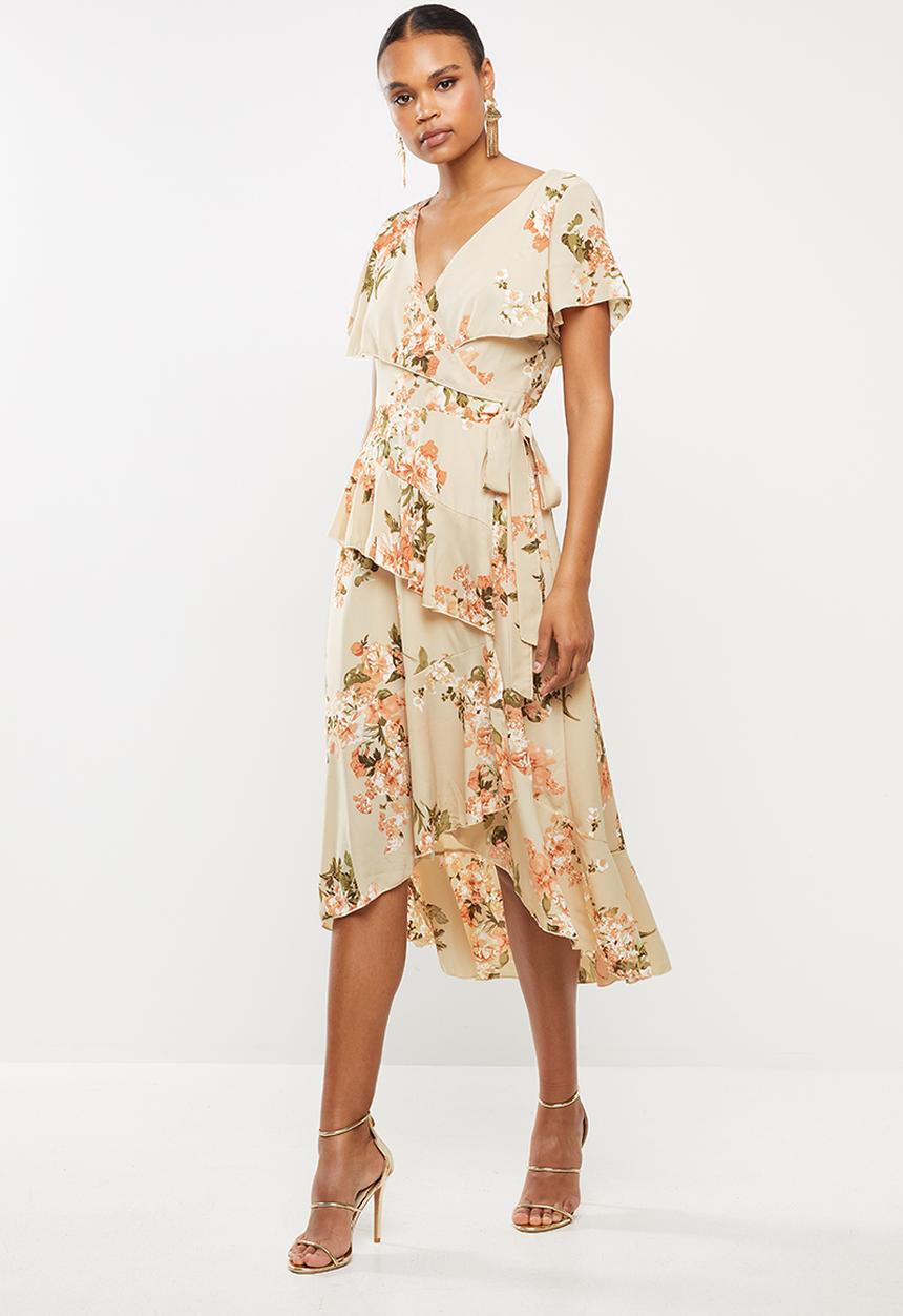 Missguided - Wrap overlay midi dress floral - multi