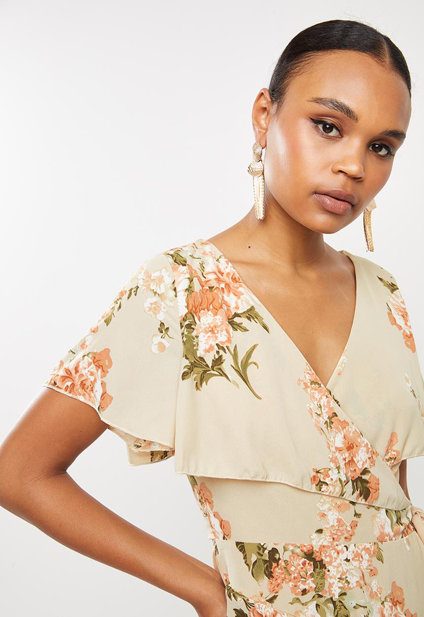 Missguided - Wrap overlay midi dress floral - multi