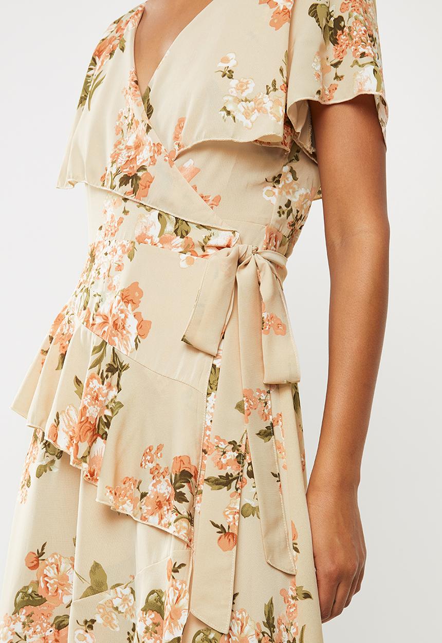 Missguided - Wrap overlay midi dress floral - multi