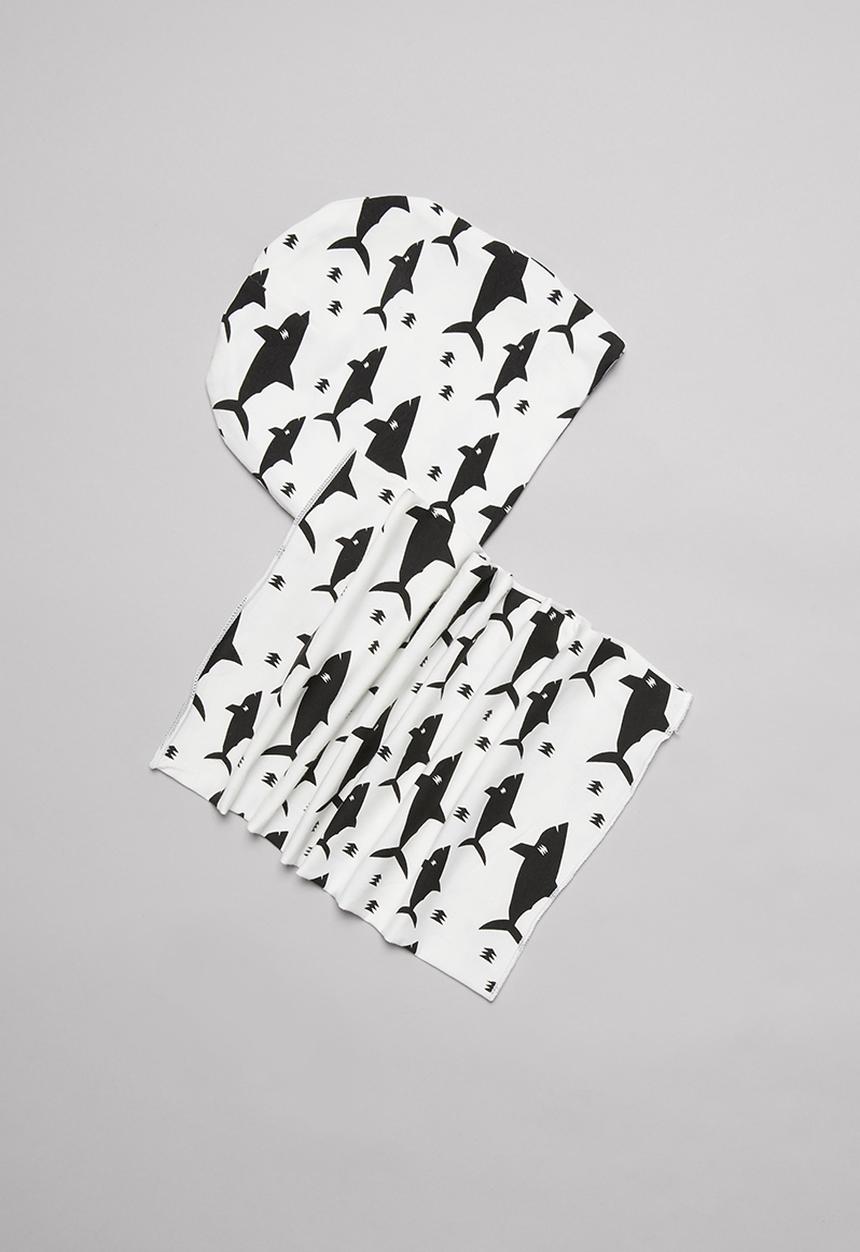 Pop Candy - Beanie & snood set - white & black