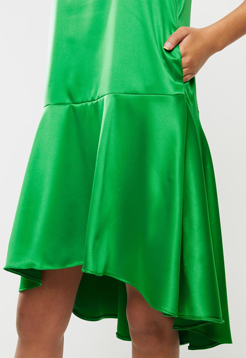 VELVET - Ducchess satin dropped waist sleeveless dress - green