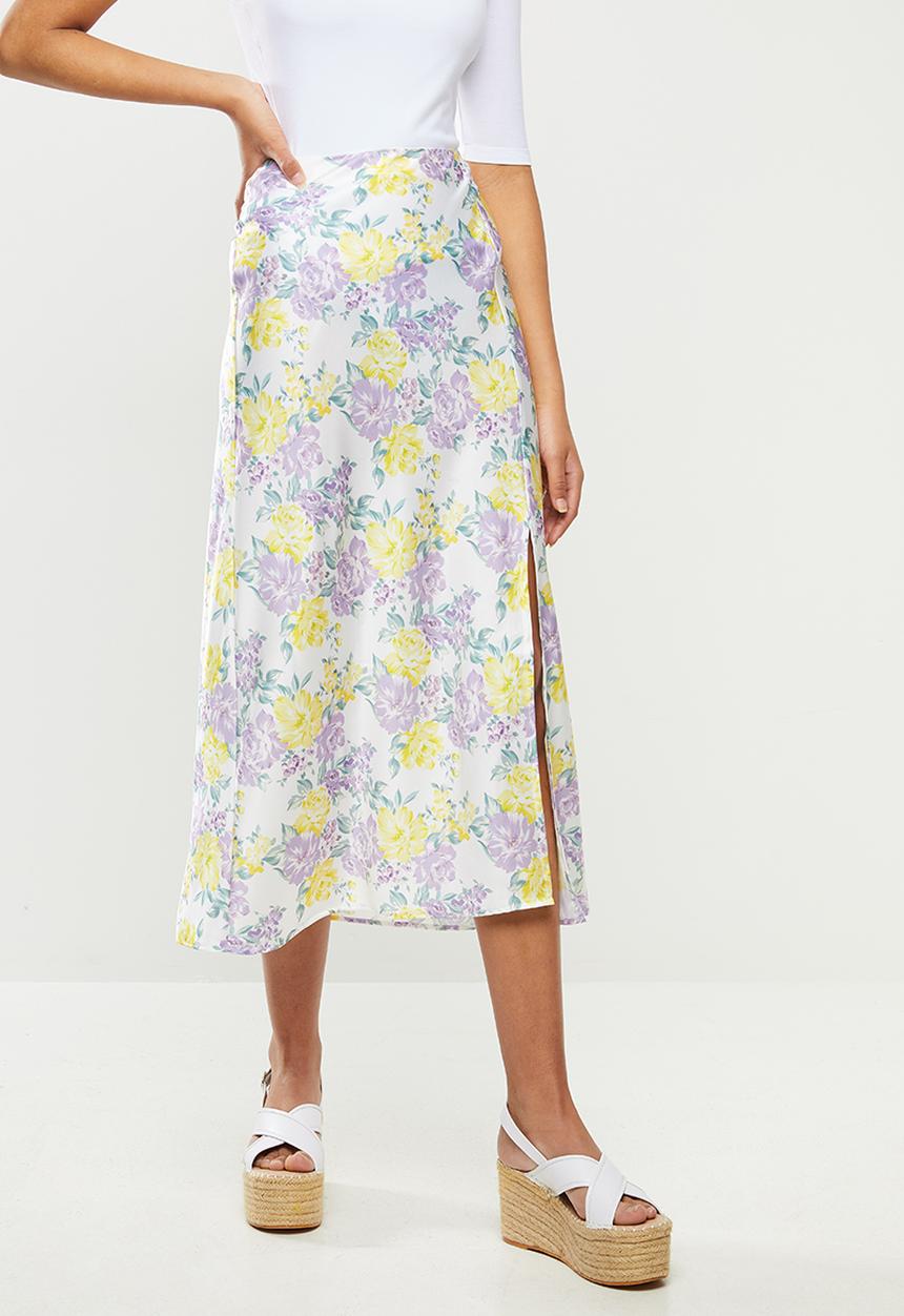 Glamorous - Sateen pencil skirt with slit - multi
