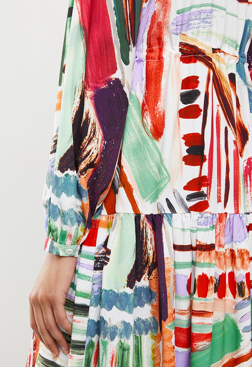 Glamorous - Paint strokes midi with high neck - multi