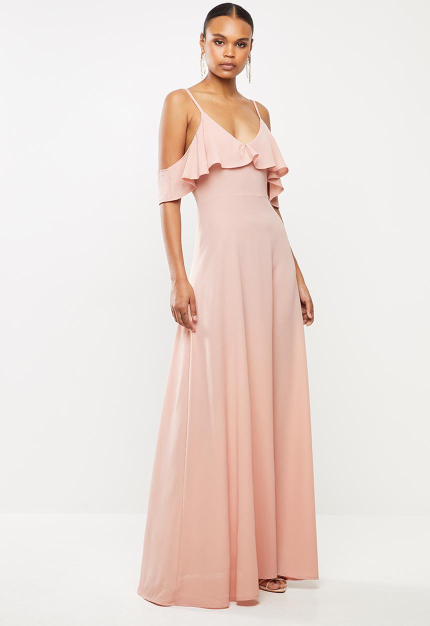 Missguided - Bubble crepe cold shoulder maxi dress - pink