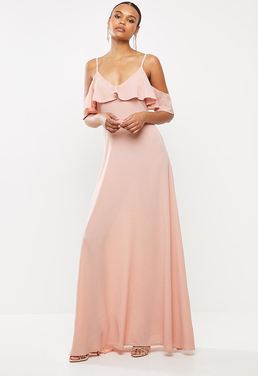 Missguided - Bubble crepe cold shoulder maxi dress - pink