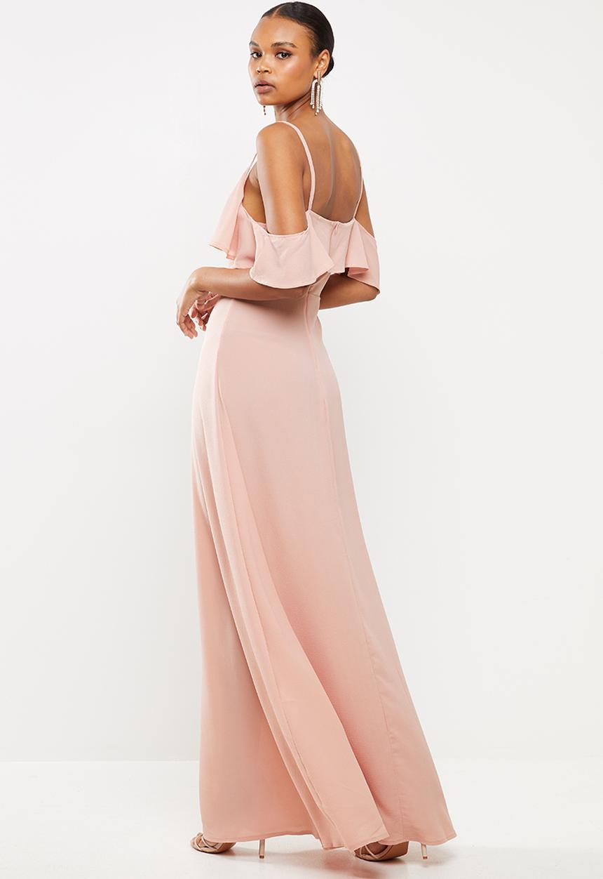Missguided - Bubble crepe cold shoulder maxi dress - pink